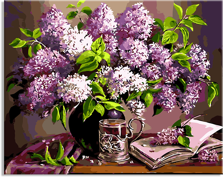 Canvas Still Life Painting, Canvas Still Life Painting - Wood Frame, Paint By Numbers Diy Oil Painting Purple (1000x1000), Png Download