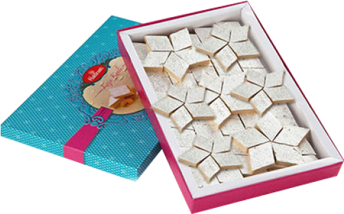 2 Designer Rakhis With Pink & White Stone Puja Thali - Kaju Katli (500x500), Png Download