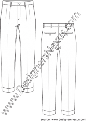 Clip Art Download Mens Apparel Flat - Draw A Dress Pants (316x409), Png Download