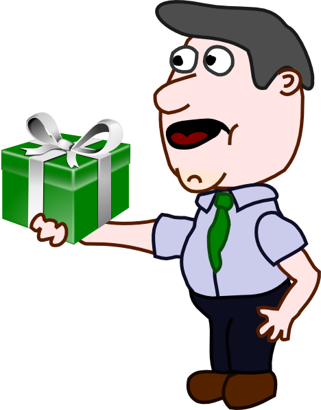 This Free Clipart Png Design Of Man Holding A Gift (468x597), Png Download