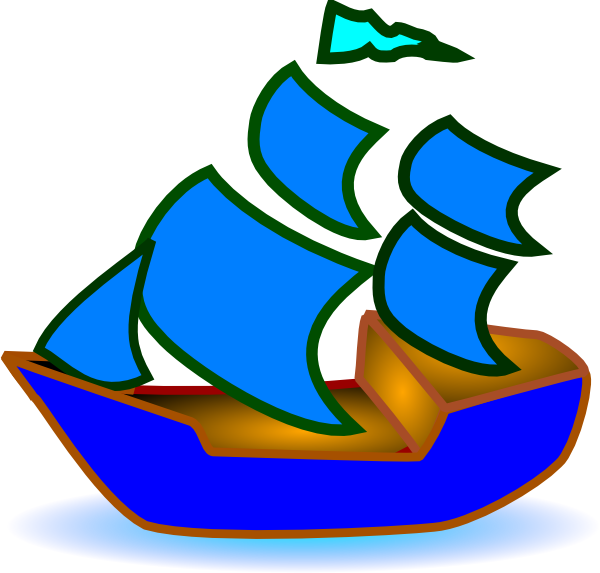 Cartoon Image Of A Blue Boat (600x573), Png Download