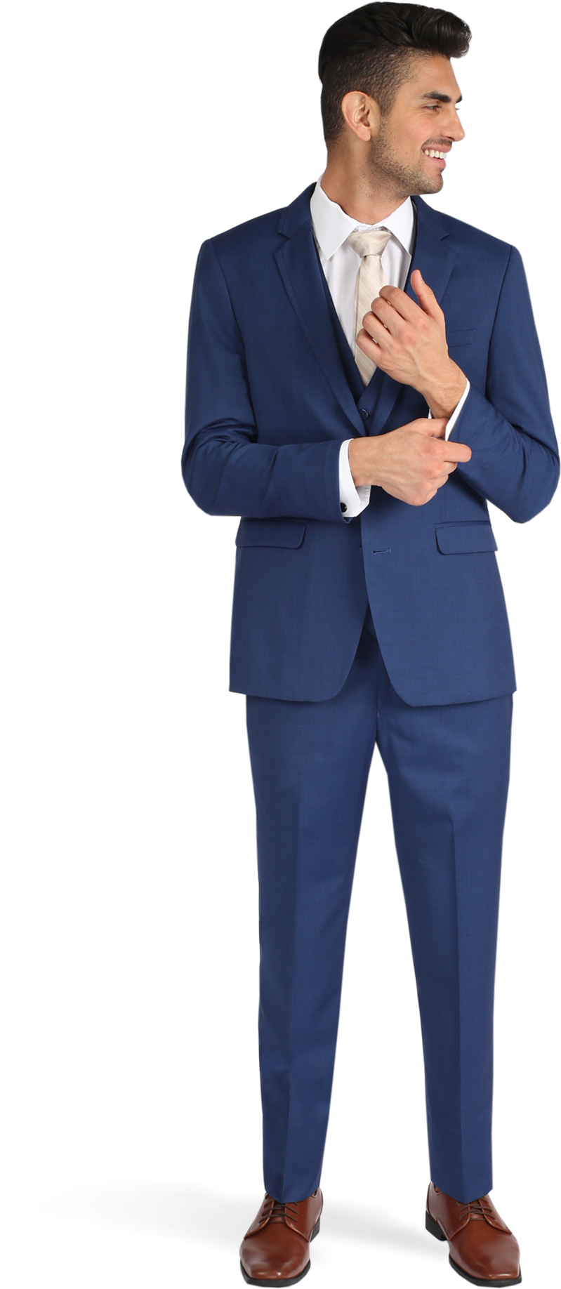 Cobalt Blue Notch Lapel Suit - Blue Suit For Men (1188x1980), Png Download