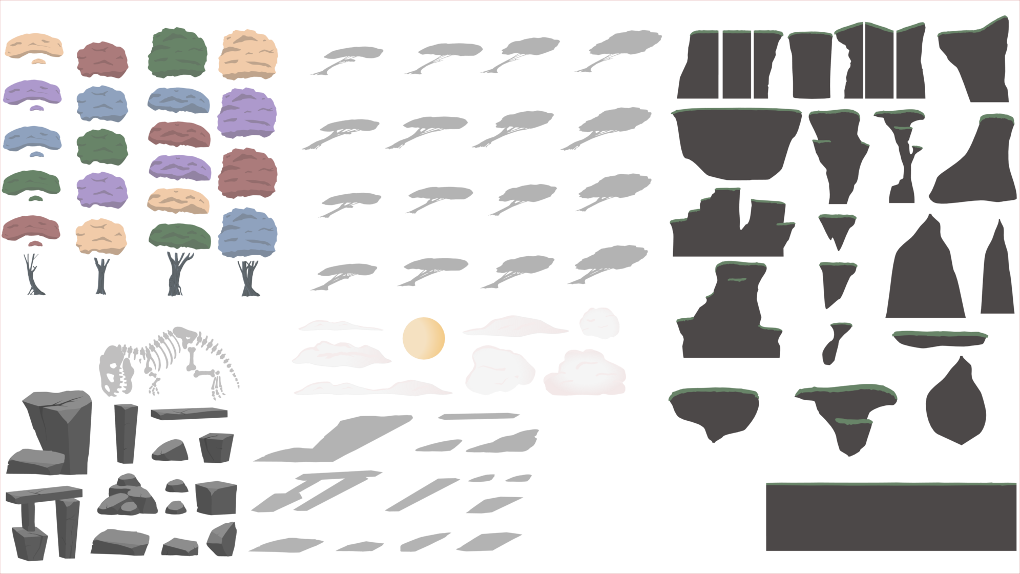 Mountains - 2d Minimalistic Platformer Art (1991x1120), Png Download
