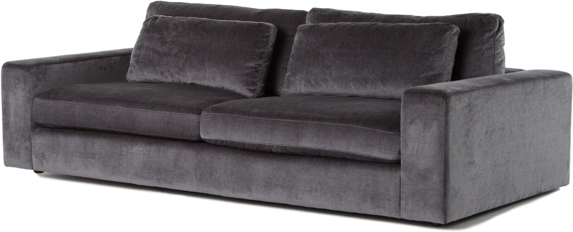 Moda Sofa - Kathy Kuo Designs Theodora Regency Charcoal Grey Velvet (2133x2133), Png Download