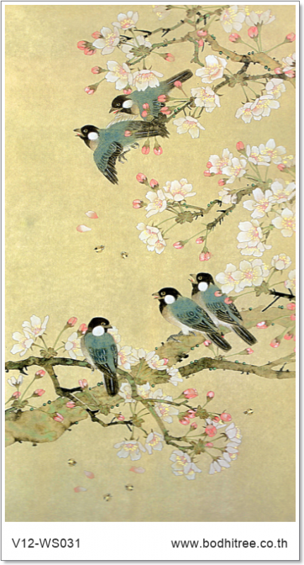 Birds On Tree Painting Style Wallpaper And Fabric Art - Passenger Pigeon Thermal Insulated Blackout Fabric (600x800), Png Download