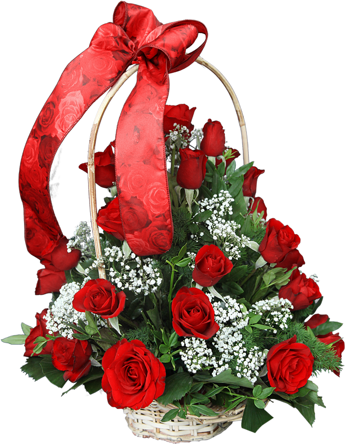 Basket Of 30 Red Roses - Acadiana Choppers Lawn & Landscaping (800x977), Png Download