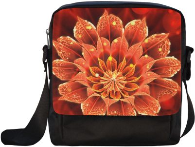 Red Dahlia Fractal Flower With Beautiful Bokeh Crossbody - Handbag (500x500), Png Download
