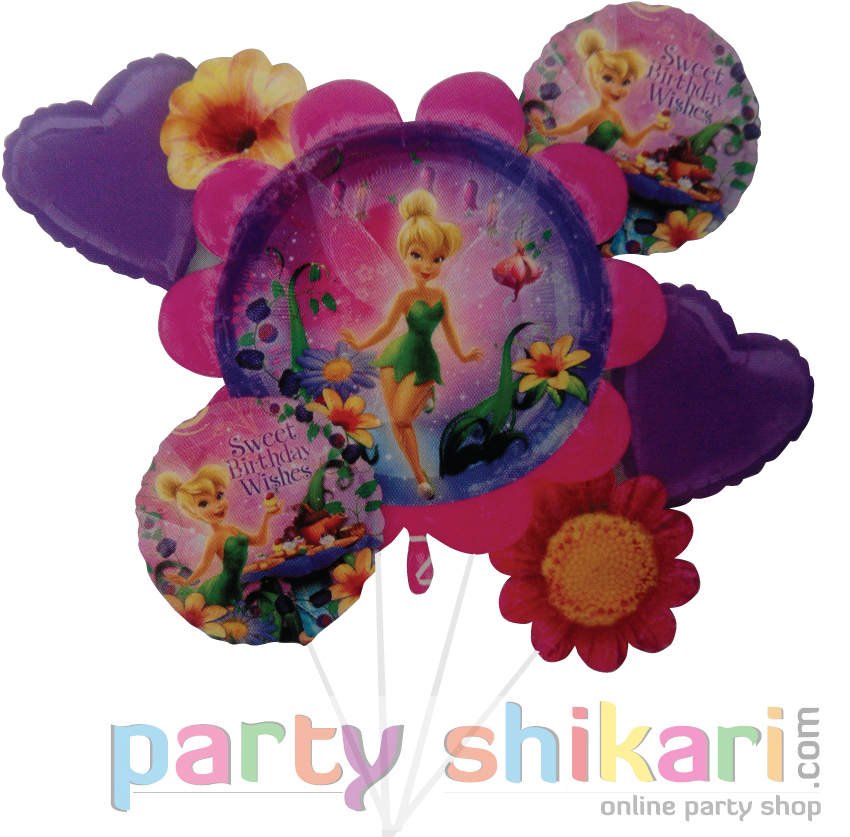 Disney Fairies Tinkerbell Foil Balloon Bouquet (900x1000), Png Download