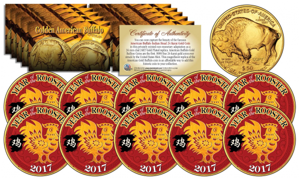 2017 Chinese New Year * Year Of The Rooster * 24 Karat - Donald Trump 45th President 24kt Gold American Buffalo (600x600), Png Download