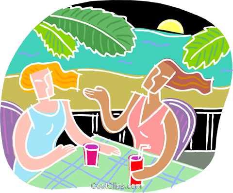 Conversation And Cool Drinks Royalty Free Vector Clip (480x397), Png Download