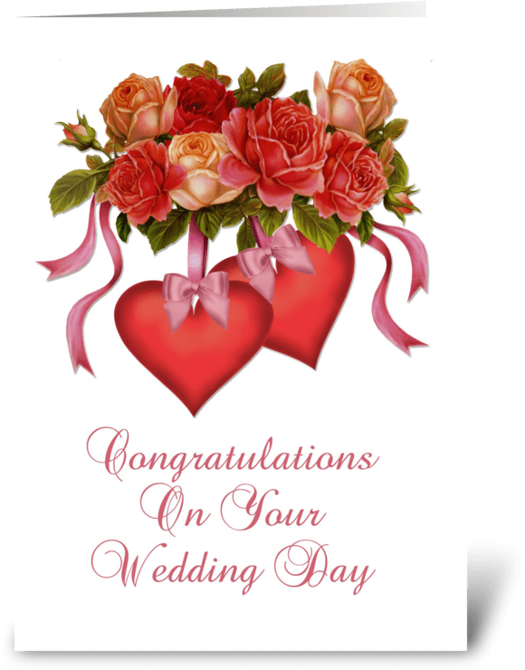 Hearts & Flowers Wedding Congratulations Greeting Card - Wedding Congratulations Flowers (700x792), Png Download