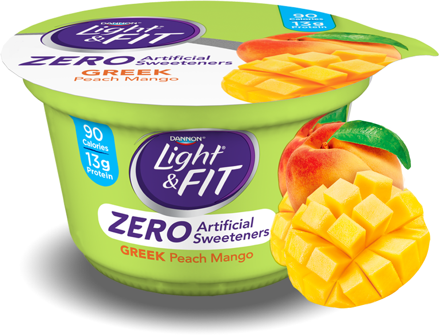 Peach Mango Greek Nonfat Yogurt With Zero Artificial - Light & Fit Yogurt, Greek, Nonfat, Vanilla - 5.3 (1140x810), Png Download