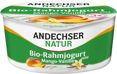 Andechser Natur Mild Organic Cream Yogurt Mango-vanilla (377x457), Png Download