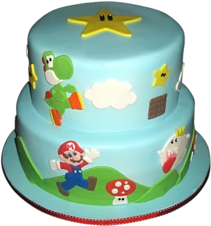 Super Mario Birthday Cake (500x500), Png Download