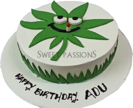 Weed Cake - Weed Birthday Cake Png (600x470), Png Download