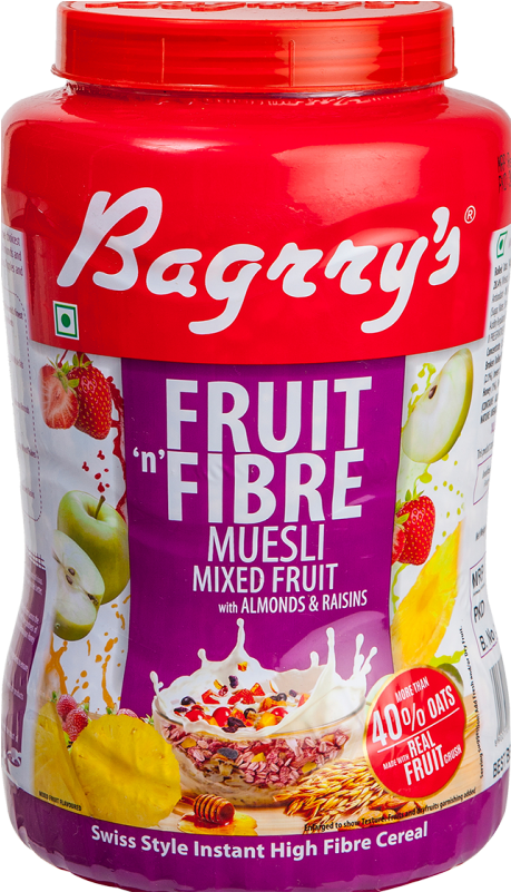 Fruit 'n' Fibre - Bagrry's Fruit N Fibre Muesli Mixed Fruit (800x800), Png Download