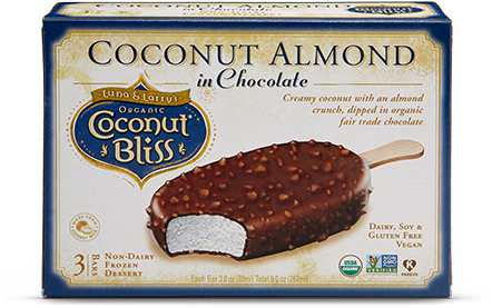 Luna & Larry's Coconut Bliss Coconut Almond In Chocolate - Coconut Bliss Ice Cream Bars (446x299), Png Download
