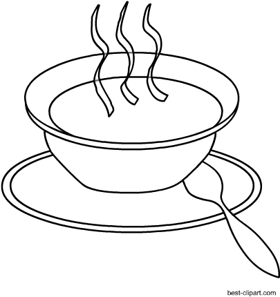 Hot Soup, Black And White Clip Art Free - Soup (450x450), Png Download