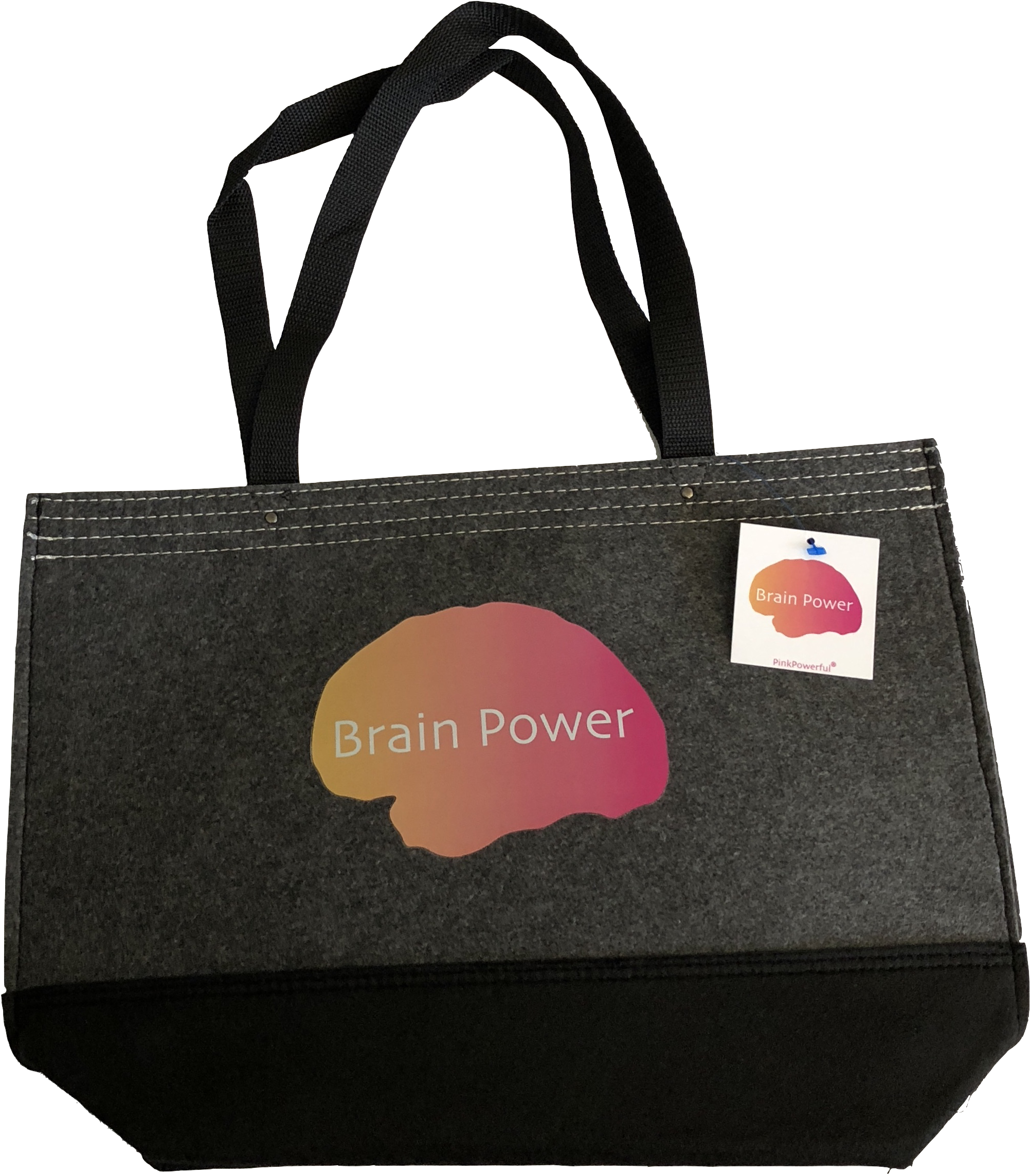 Brain Power Felt Tote Bag - Tote Bag (2065x2350), Png Download