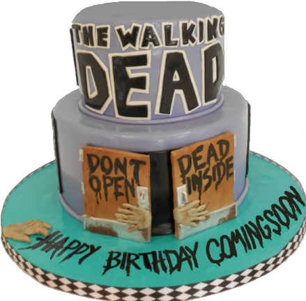 Happy Birthday @comingsoon Walking Dead Cake - Walking Dead 3 Tier Wedding Cakes (450x444), Png Download