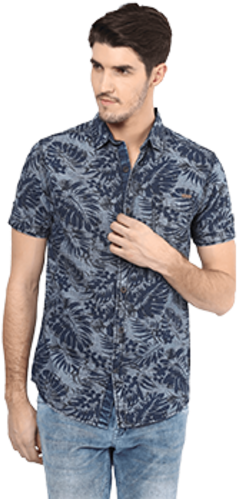 Men Blue Checks Shirt - Shirt (343x500), Png Download