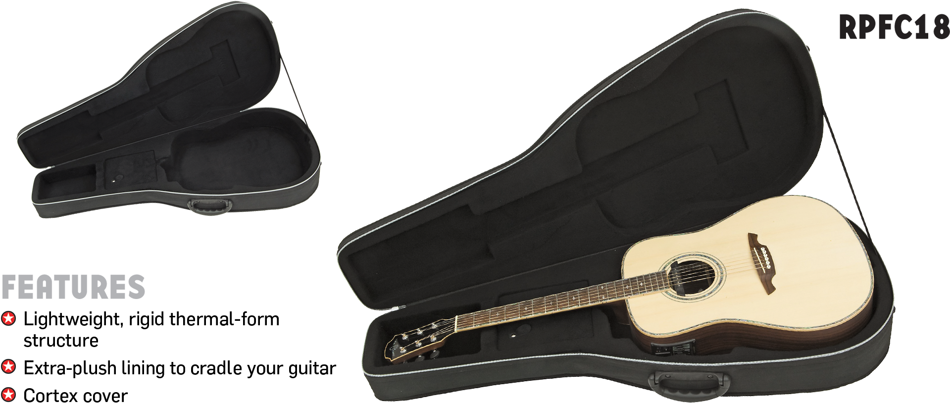 Polyfoam Classical Guitar Case Road Runner Rpfc18 - Road Runner Polyfoam Acoustic Guitar Case (1920x900), Png Download