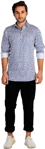 White And Blue Formal Shirt - Shirt (300x497), Png Download
