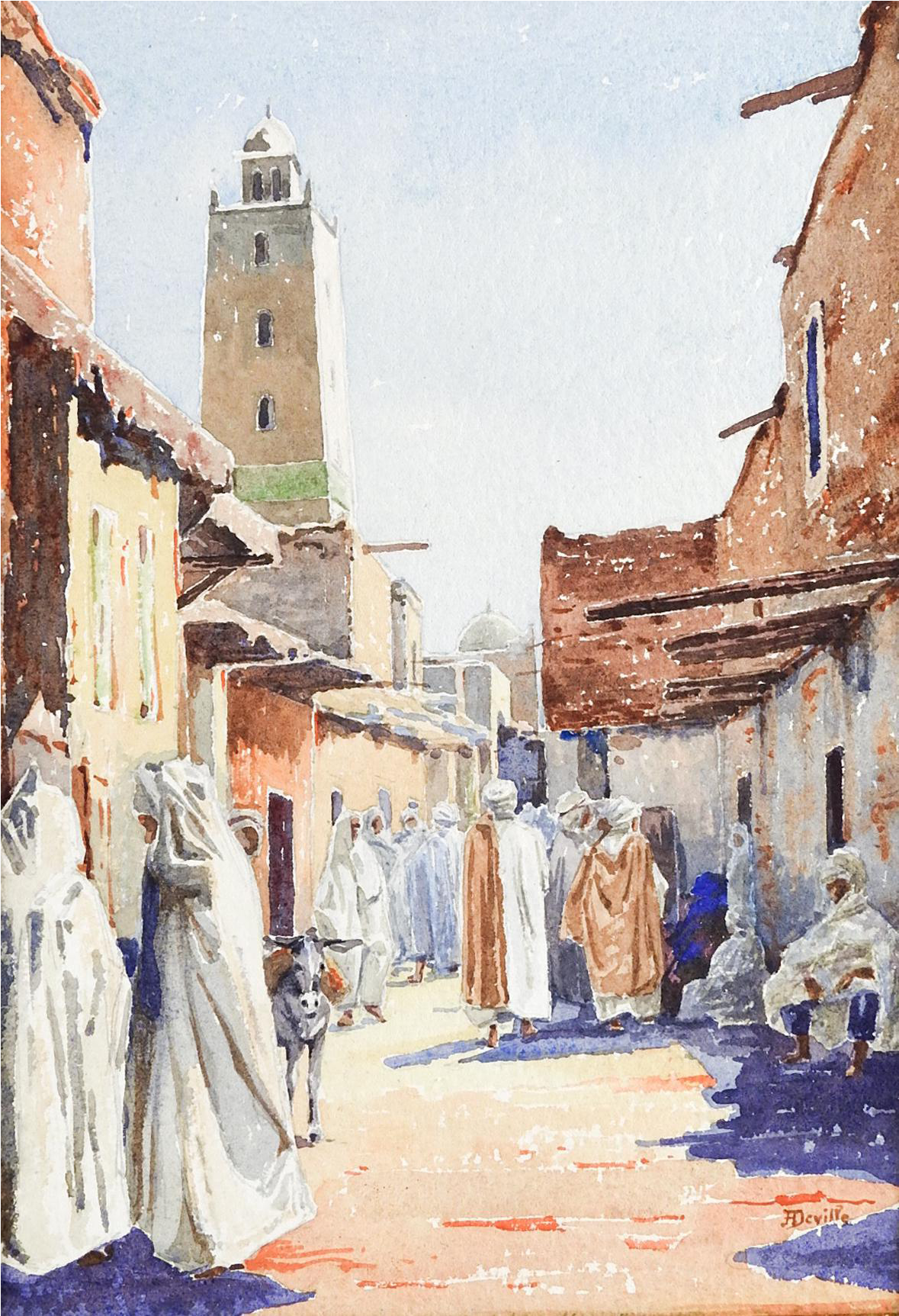 Clip Art Transparent Scene Painting Circa Chairish - Market Scene Watercolor (1309x1916), Png Download