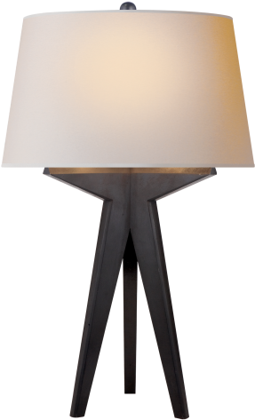 Russell Modern Tripod Table Lamp In Aged Iron With - Table Lamp Lighting Png (480x480), Png Download