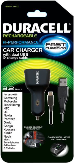 Duracell Recharageable Car Charger Samsung Htc Lg Nokia - Duracell Rechargeable Aaa Batteries, 4 Count (417x640), Png Download