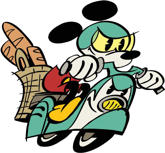 Scooter Clipart Animated - Mickey Mouse 2013 Png (572x534), Png Download