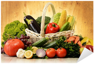 Fruits And Vegetables In Wicker Basket Sticker • Pixers® - Frutas Y Verduras Feria (400x400), Png Download
