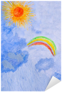 Watercolor Drawing By Hand - Sun And Rain Drawing (400x400), Png Download