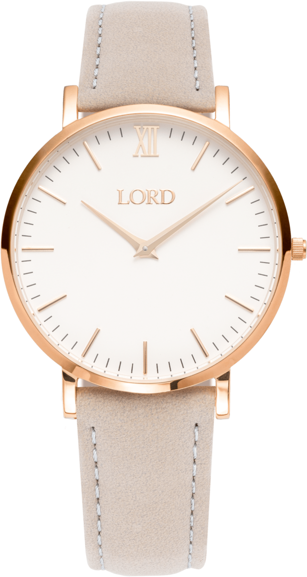 Classic Grey Ladies Watch White Face Golden Hands - Watch Ladies (1000x1260), Png Download