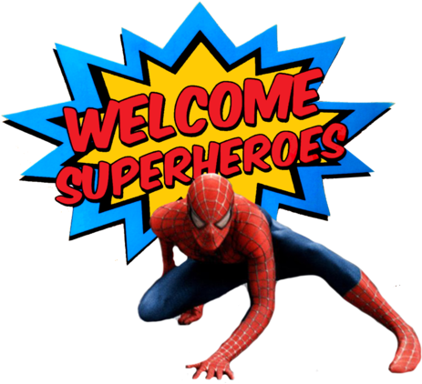 Superhero Download Transparent Png Image - Welcome To Super Heroes Party (480x464), Png Download