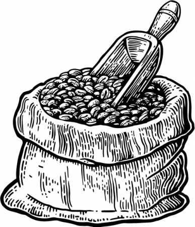 Coffee Beans Clipart Colombian Coffee - Coffee Beans Sketch Png (387x450), Png Download