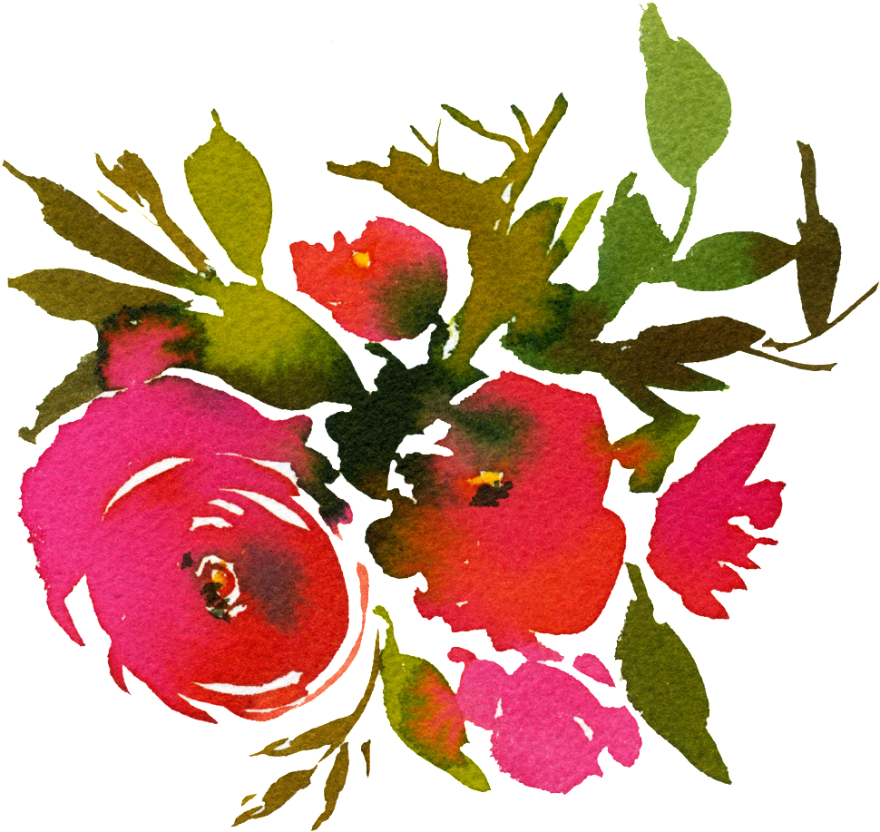 Hand Painted Rose Red Smudged Flower Png Transparent - Portable Network Graphics (1024x1024), Png Download