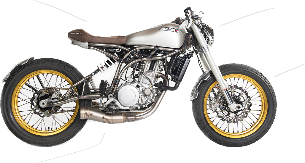 Single Leather/vinyl Seat Hand Welded Steel Frame High - Ccm Motorcycle (1028x551), Png Download