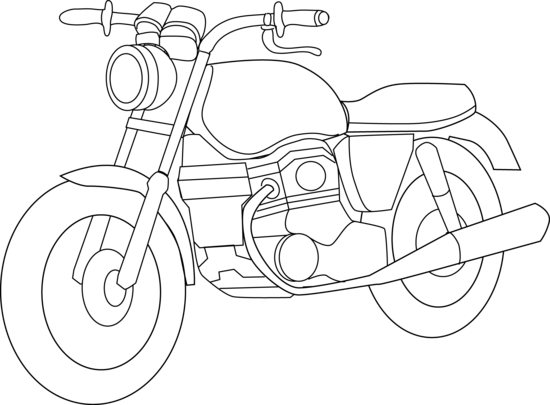 Motorcycle Coloring Page - Outline Images Of Motor Bike (550x405), Png Download