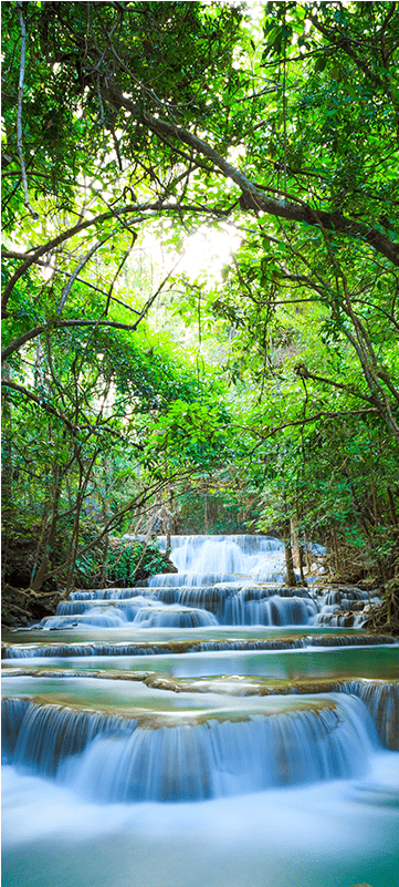 Erawan Waterfalls Door Mural Zen,landscapes & Nature - Waterfall In Thailand Art (800x800), Png Download