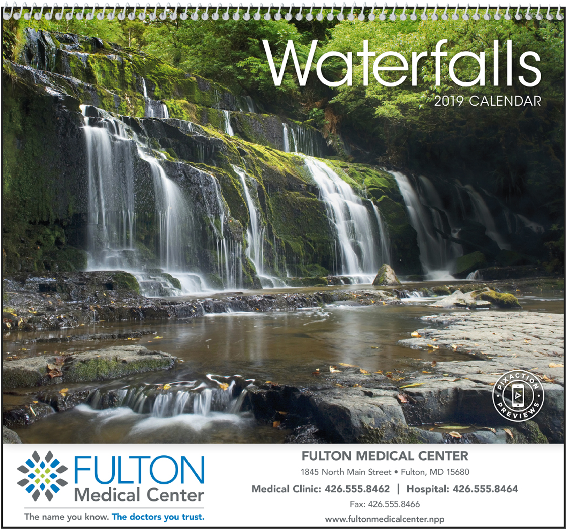 Picture Of Waterfalls Wall Calendar (1200x1200), Png Download