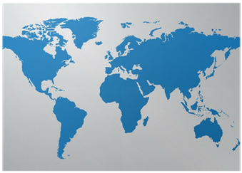 World Map Illustration On Gray Background Poster • - World Map (400x400), Png Download