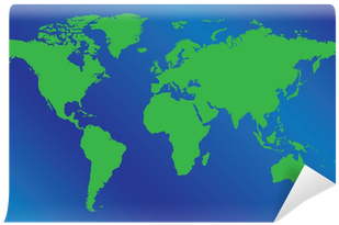 World Map Illustration On Blue Background Wall Mural - World Map Png Indonesia (400x400), Png Download