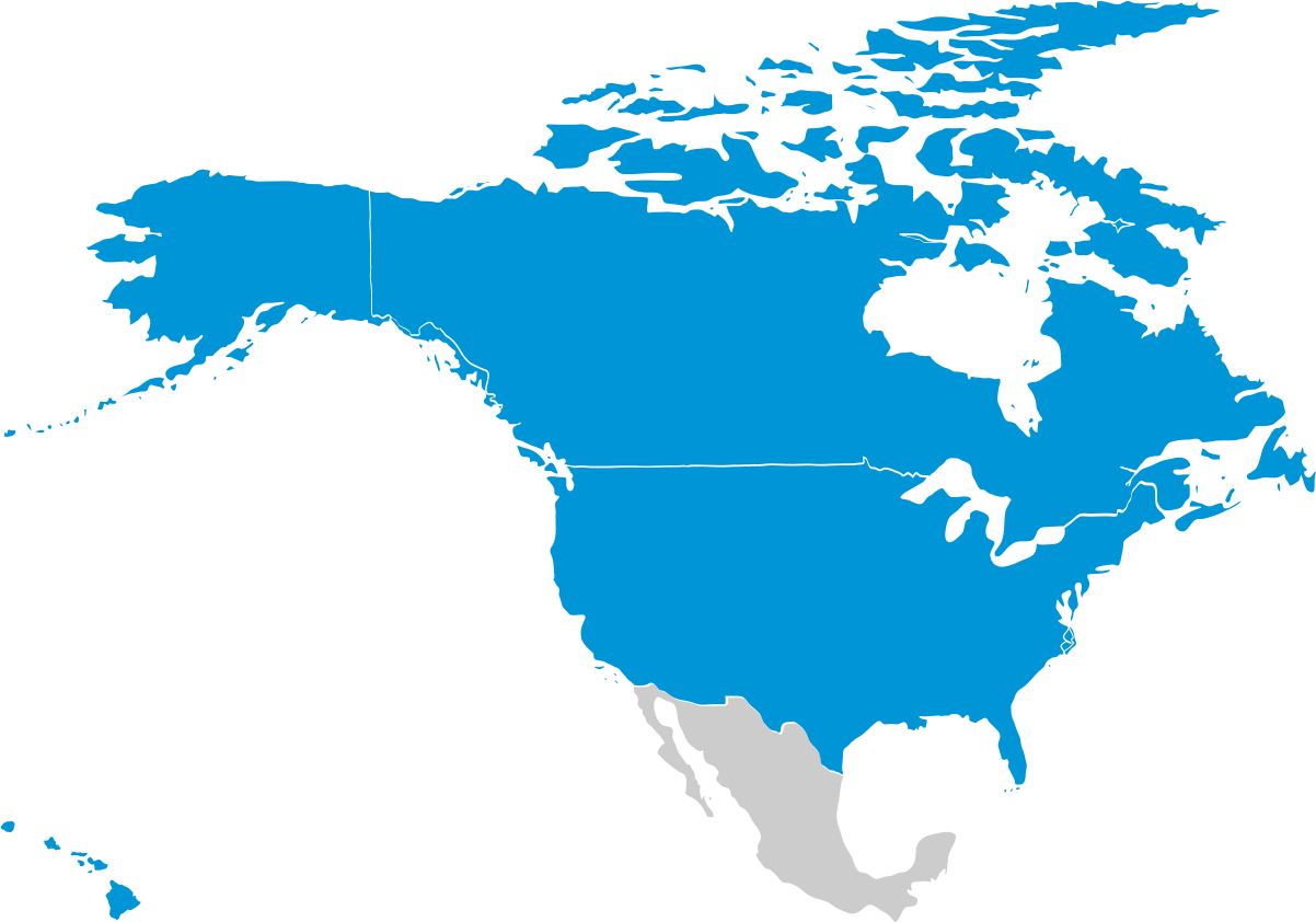Robins Financial - - Map Of North America No Borders (1212x841), Png Download