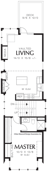 Narrow House Floor Plan (243x675), Png Download