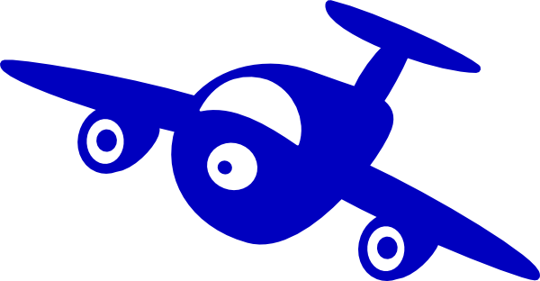 Blue Plane Clipart (600x312), Png Download