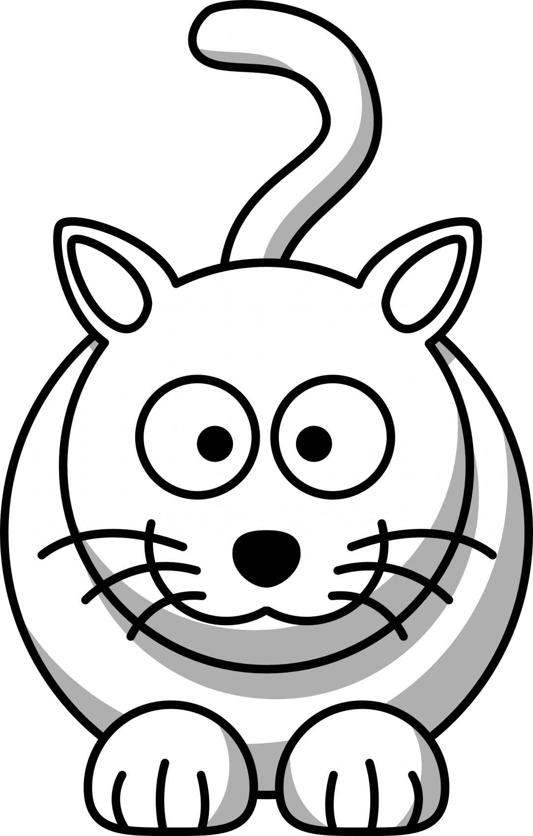 Net Clip Art Cat Black White Line Animal Lemmling - Black And White Cartoon Images Of Animals (555x871), Png Download