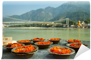 Puja Flowers Offering At The Bank Of Ganges River In - Poster: Mazzzur's Puja Flowers Offering For The Ganges (400x400), Png Download
