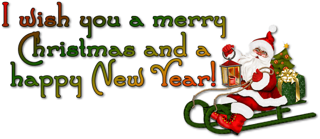Santa Wish You A Merry Christmas And A - Christmas And New Year Png (622x270), Png Download