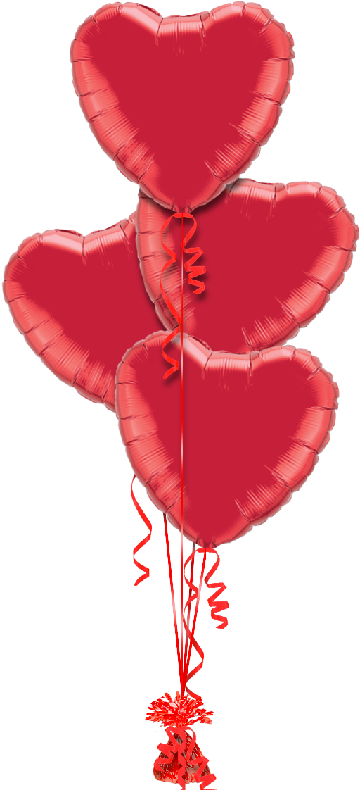 Red Heart Love Balloon - 18 Inch Red/red Heart Foil - Flat (661x1142), Png Download